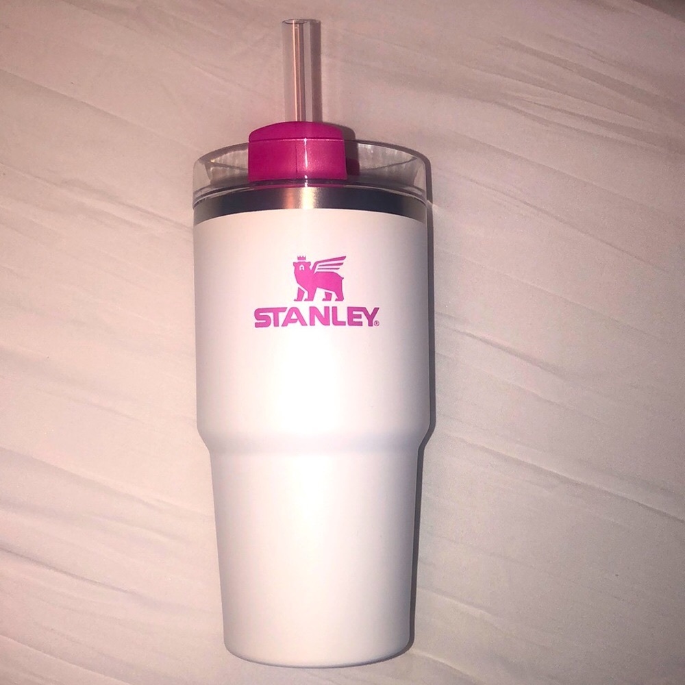 20 oz Stanley Tumbler Cup Hot Pink White NEW! 🩷🤍
